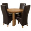 Edmonton Oak Round Extension Dining Table, 4 Lola Chairs, Black Leather