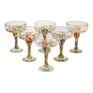 NOVICA Ruby Red (Set of 6) Martini Glasses, 6.5 Tall: Martini  Glasses