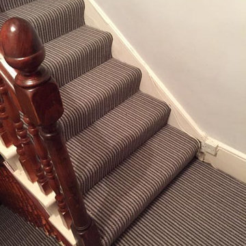 Striped Carpet to Stairs Installation