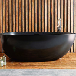 Aquatica Spoon 2 Egg Shaped Graphite Black Solid Surface Bathtub - Bathtubs