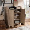 Bowery Hill Two-Tone Oak Brown and Dark Gray Shoe Cabinet