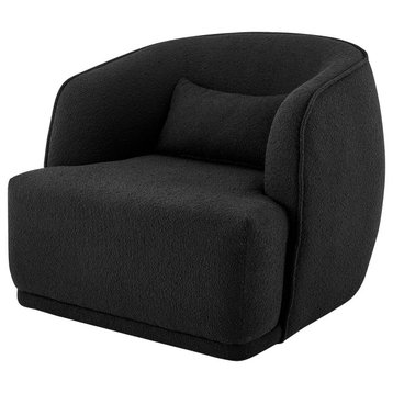 Steward Fabric Swivel Accent Chair, Black