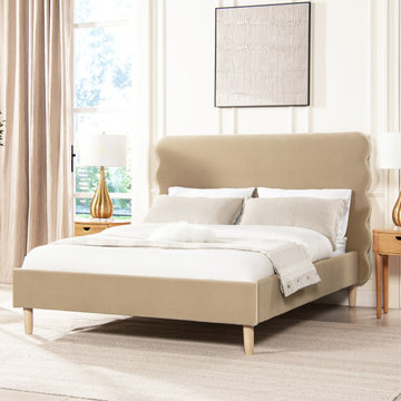 Stockholm Wavy Platform Bed, Fawn Brown, Queen