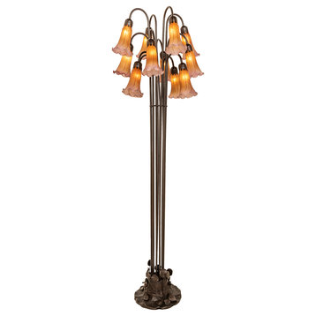 63 High Amber/Purple Pond Lily 12 Light Floor Lamp