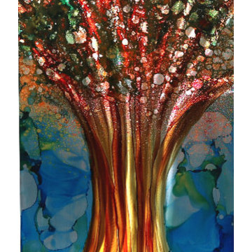 Tree Of Knowledge - Red, Green, Blue Abstract Colorful Nature Painting