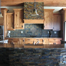 slate tile in kitchen backsplash
