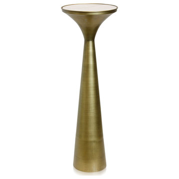Cameron End or Side Table, Gold Brushed-White Marble