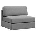 Meridian Furniture - Beckham Beige Durable Linen Textured Fabric Armless, Grey, Armless Chair - Liven up your living space with this Beckham grey durable linen polyester fabric armless chair. Its grey color complements any contemporary home decor, while its durable linen and polyester fabric upholstery provides you with a soft and comfortable place to sit. This armless chair is modular, so you can create infinite configurations, which are easily attached using the attachment latch underneath. Its linen, wood, and foam construction guarantees stability for years to come.