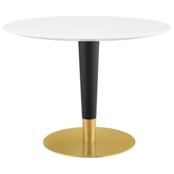 Zinque 40" Dining Table, Gold White