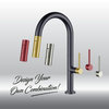 Fine Fixtures Pull Down Single Handle Kitchen Faucet, Satin Brass/Red