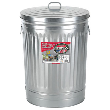 Behrens 1270 Galvanized Steel Trash Can, 31 Gallon