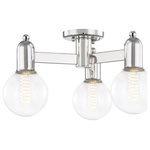 Mitzi by Hudson Valley Lighting - Bryce 3-Light Semi Flush, Polished Nickel - Bryce gives the old-world form of a bell jar a contemporary update in metal. Woven cords, sphere pins, and globe-shaped Bulbs (Not Included) give her a playful vibe.