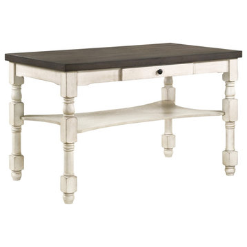 Swan 60" Counter Height Table, Gray Surface, Turned Legs, Ivory Wood
