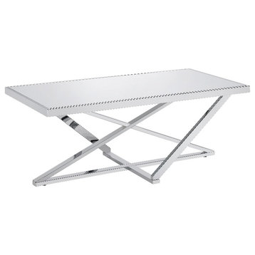 Bowery Hill Modern Ludington Metal Coffee Table in Chrome Finish