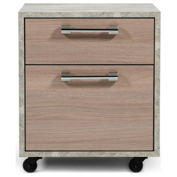 Vonn Modern Brown Oak and Faux Concrete Office Small File Cabinet