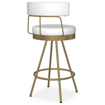 Gold with White Swivel Counter Bar Stool Made in Canada, Bar Height