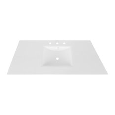 Brighton Rectangle Sink Top, White Ceramic, 49", 8" Widespread Faucet Hole