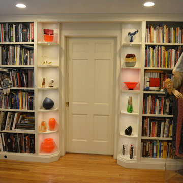 Bookcases and lighted display shelves