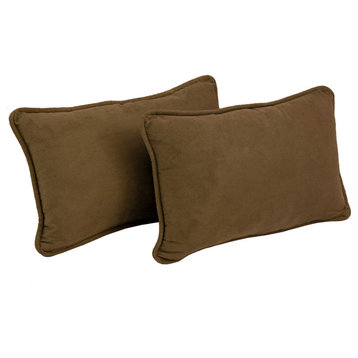 20"X12" Double-Corded Solid Microsuede Back Support Pillows, Set of 2, Chocolate