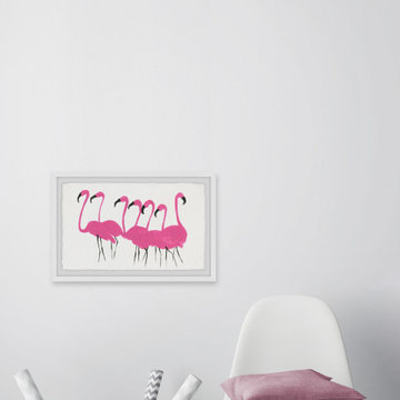 "Pink Flamingo Lead" Framed Painting Print