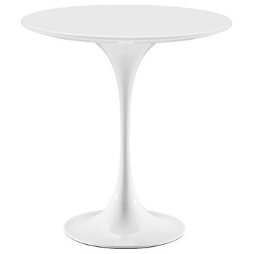 Modway Lippa 20" Round Modern Wood & Metal Side Table in White