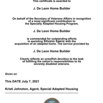 Builder Certificate of Appreciation