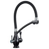 Dual Spout Swivel Pull Down Kitchen Faucet With Filter, Chrome, A