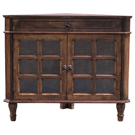 Henrietta Reclaimed Corner Vanity, Antique Brown, 30"x22"x36"