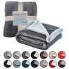Light Gray Knitted PolYester Solid Color Plush Throw Blanket