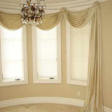 Silk Swags, Knots, and Panels in Piano Room