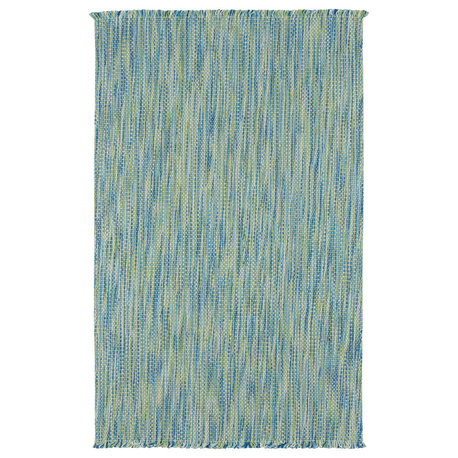 Coastal Flat Woven Area Rug, Blue, Vertical Stripe Rectangle, 11'x8'