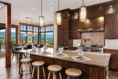 Example of a mountain style kitchen design in Denver