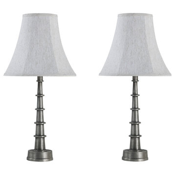 40219-12, Two Pack - 28 1/2" Metal Table Lamp, Antique Raw Nickel Finish