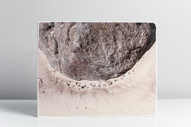 Beach Rock - photo transfer on wood panel