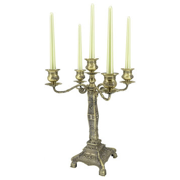 Candle Holder with 5 Arms, Antique Bronze Furnish
