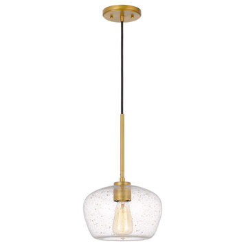 Hive 1-Light Glass Pendant, Vintage Brass/Gold Flakes, 10"x15.5"