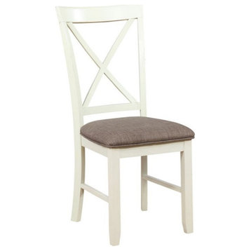 Linon Jane Wood Set of Two Dining Side Chairs in Vanilla White