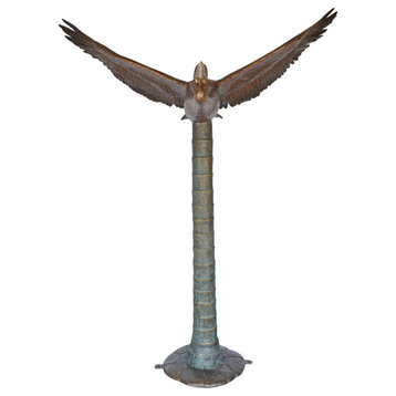 Life Size Pelican Flying Bronze Status - Size: 69"L x 45"W x 88"H.