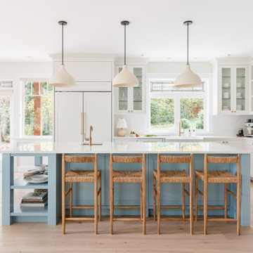 Modern Heritage Kitchen with Oversized Island and Soft Blue Cabinetry – Victoria
