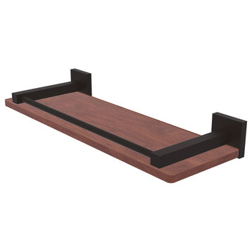 Montero 16" Solid Wood Shelf with Gallery Rail, Oil Rubbed Bronze
