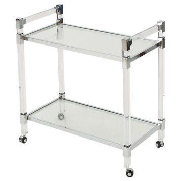 GDF Studio Hilary Modern Glass Bar Trolley