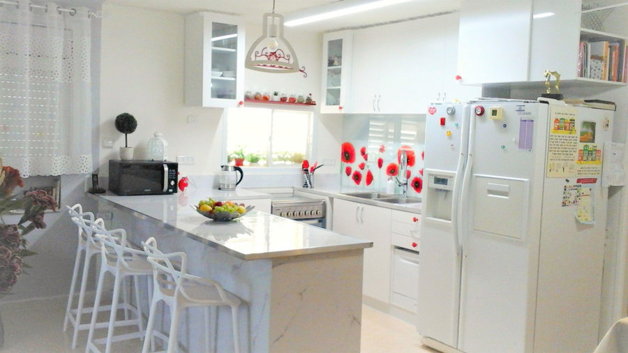 white/ gray with splash of red