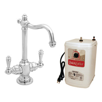 Victorian 9" Hot And Cold Water Dispenser and Tank, Polished Chrome