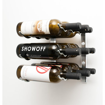 W Series Wine Rack 1 Wall Mounted Metal Wine Rack, Chrome, 9 Bottles