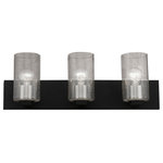 Livex Lighting - Zurich 3 Light Black With Brushed Nickel Accents Vanity Sconce - Illuminate your home with a bright design from the Zurich collection. This three light vanity sconce features a black finish with brushed nickel finish accents and clear seeded glass. Perfect for a contemporary or transitional luxury bathroom, bedroom or hallway setting.