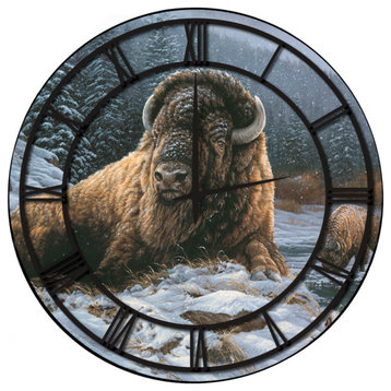 Wall Clock With Full Coverage Art, Spirit of the Wild, Black Numbers 24"x24"
