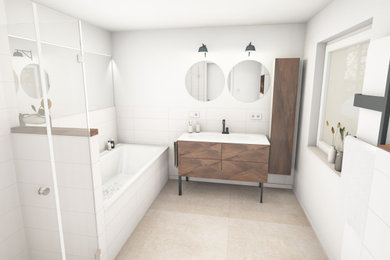 フランクフルトにある地中海スタイルのおしゃれな浴室の写真