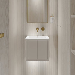 Volini Mini Cloakroom Vanity Unit with Stone Basin (Matte White 400mm) - Bathroom Vanity Units & Sink Cabinets