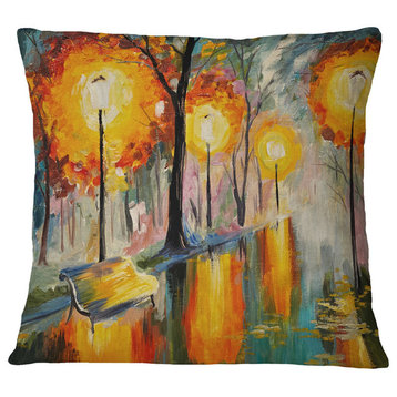 Street in Autumn Landscape Printed Throw Pillow, 16"x16"