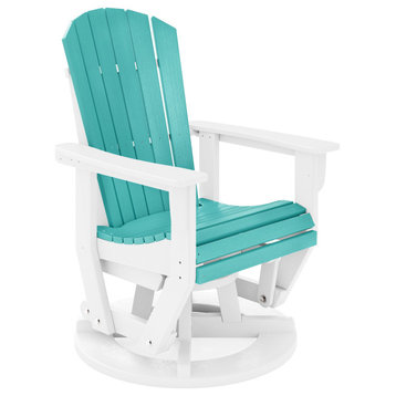 Ocean View HDPE Swivel Glider Chair, Destin White and Gulf Shores Teal